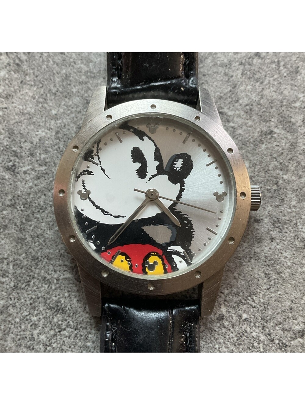 Walt Disney Vintage Mickey Mouse Limited Release Watch Wristwatch Leather Band P